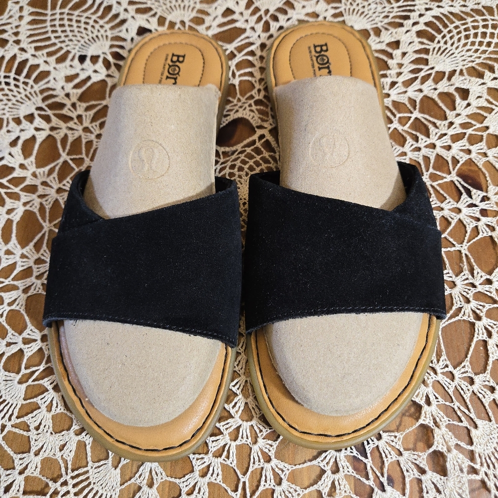 Born Black Gudena Suede Women's Slide Sandals Size 9